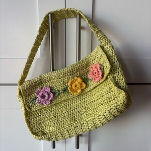 Handcrafted Floral Crochet Bag - Green